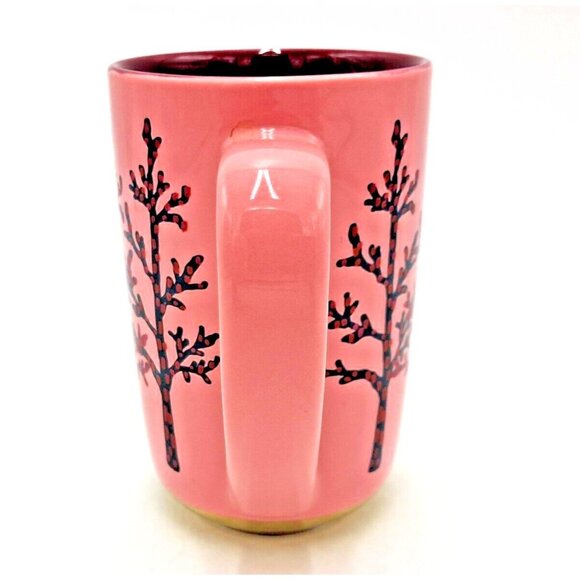 Davids Tea Nordic Mug Birch Tree Coral Pink Burgundy Ceramic Gold Dipped 16 oz - Picture 4 of 7